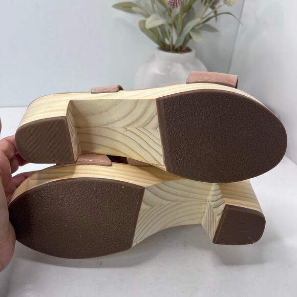 Nisolo All Day Open Toe Clog Platform Chunky Wood Heel Pink Women's 6.5 NWOB - Picture 9 of 11